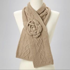 NWT Mud Pie • Bag Lady Oatmeal Cable Knit Flower Scarf